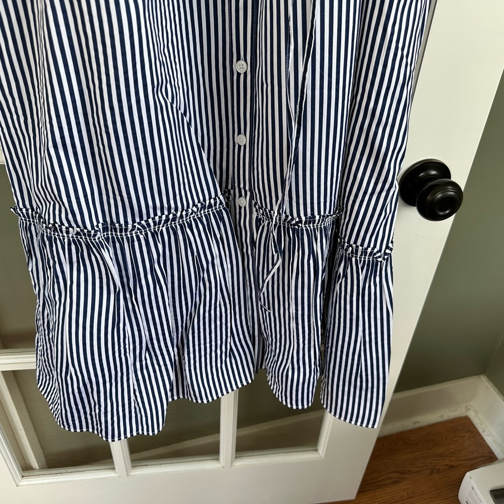 Women’s J. Crew Striped Button-Front Midi Dress in Navy and White - Picture 4 of 6